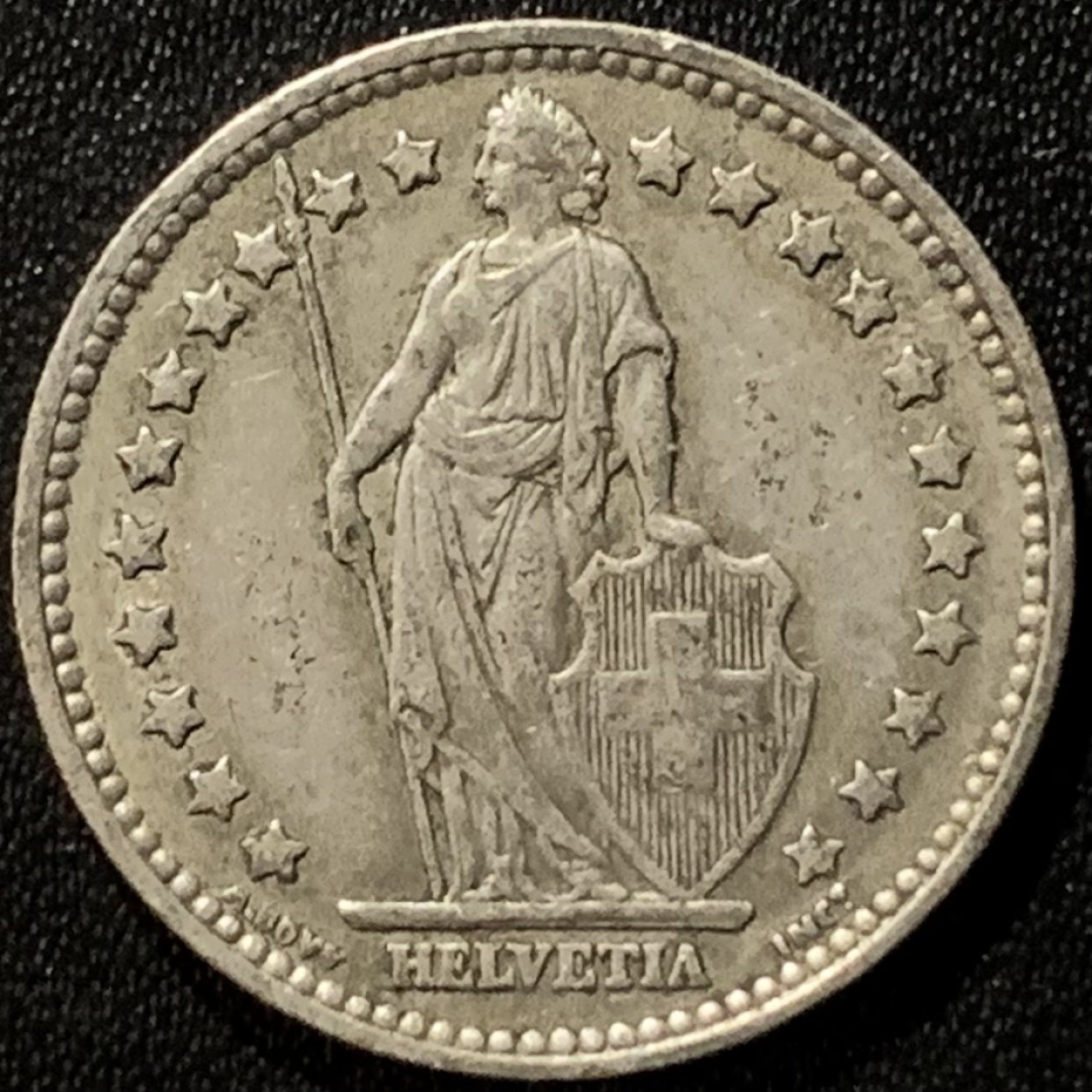 紫瑗钱币——第265期拍卖 瑞士 1957年 赫尔维蒂亚 1法郎 5克 0.835银