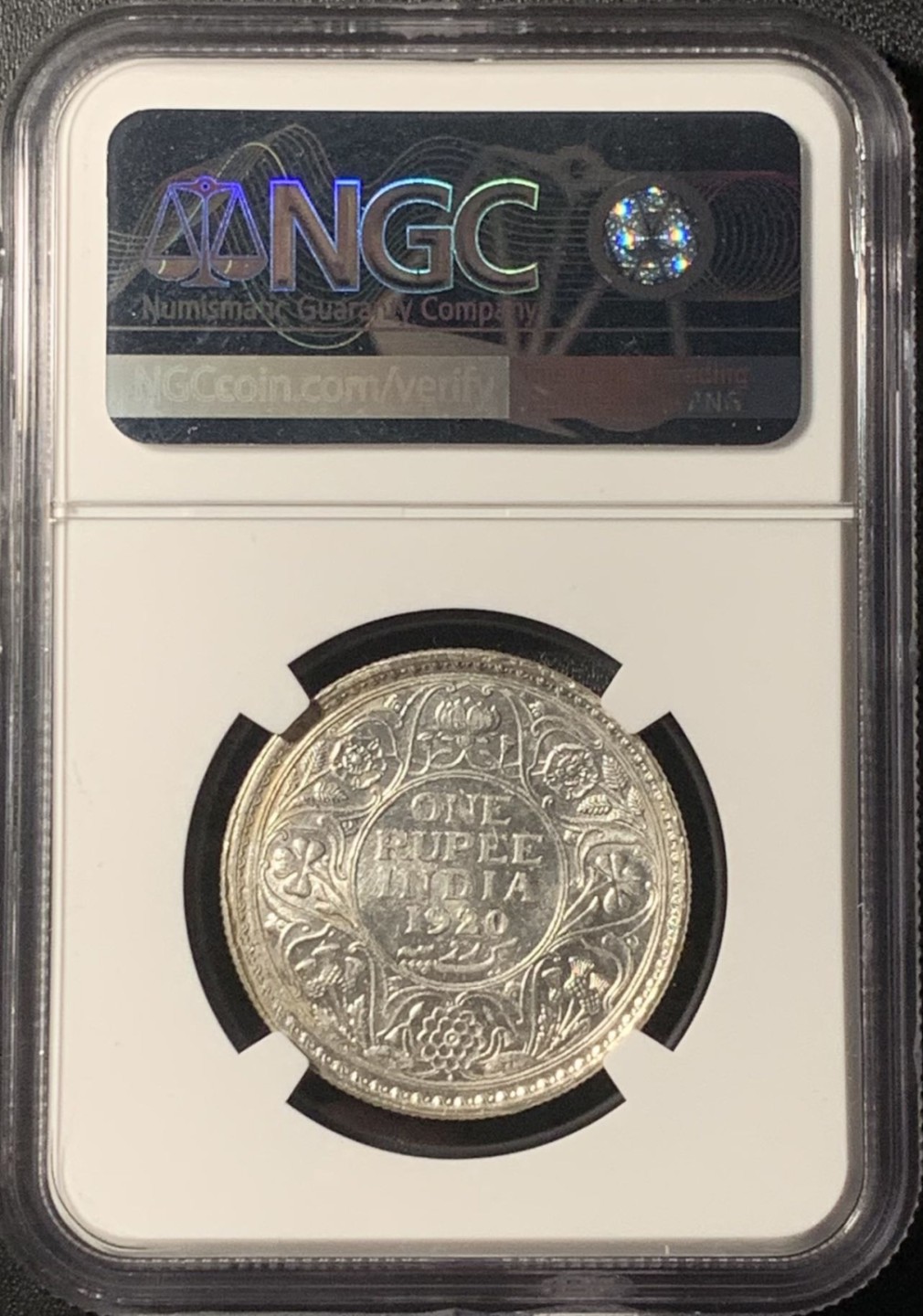 紫瑗钱币——第265期拍卖 英属印度 1920年 B版 乔治五世 1卢比 银币 NGC MS61