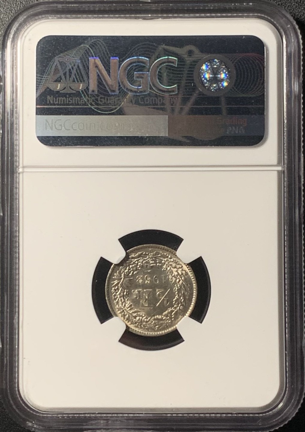 紫瑗钱币——第265期拍卖 瑞士 1962年 赫尔维蒂亚 1/2法郎 银币 NGC MS63