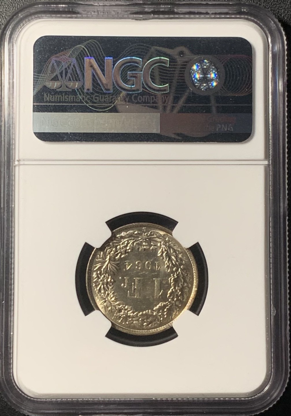 紫瑗钱币——第265期拍卖 瑞士 1964年 赫尔维蒂亚 1法郎 银币 NGC MS64