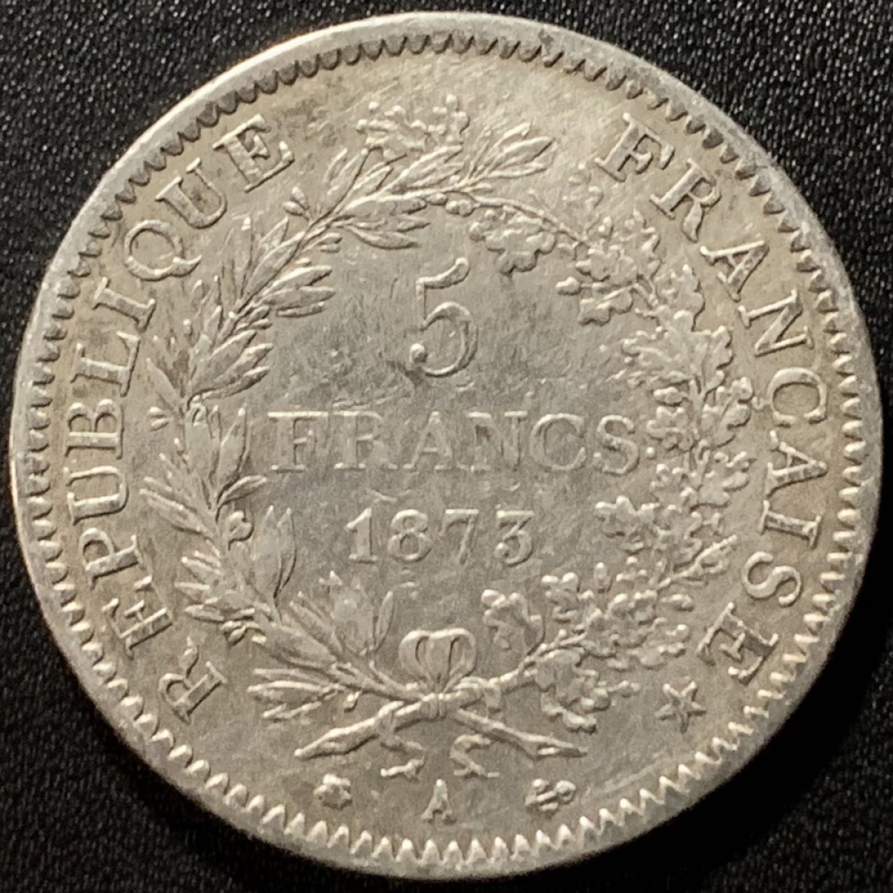 紫瑗钱币——第281期拍卖 法国 1873年 A版 大力神 5法郎 25克 0.9银