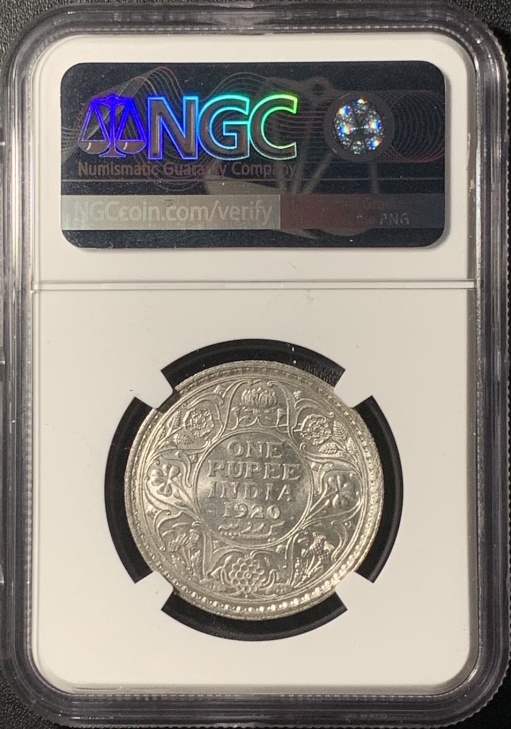 紫瑗钱币——第265期拍卖 英属印度 1920年 B版 乔治五世 1卢比 银币 NGC MS60