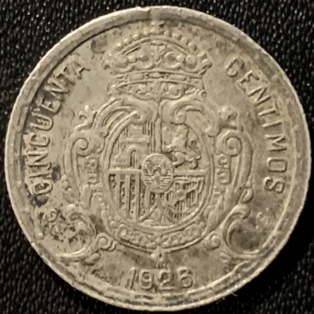 紫瑗钱币——第265期拍卖 西班牙 1926年 阿方索十三世 50分 2.5克 0.835银