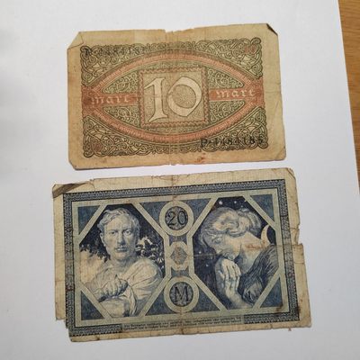 王之爱好～外国纸币 - 1920年，10+20马克，德国纸币
