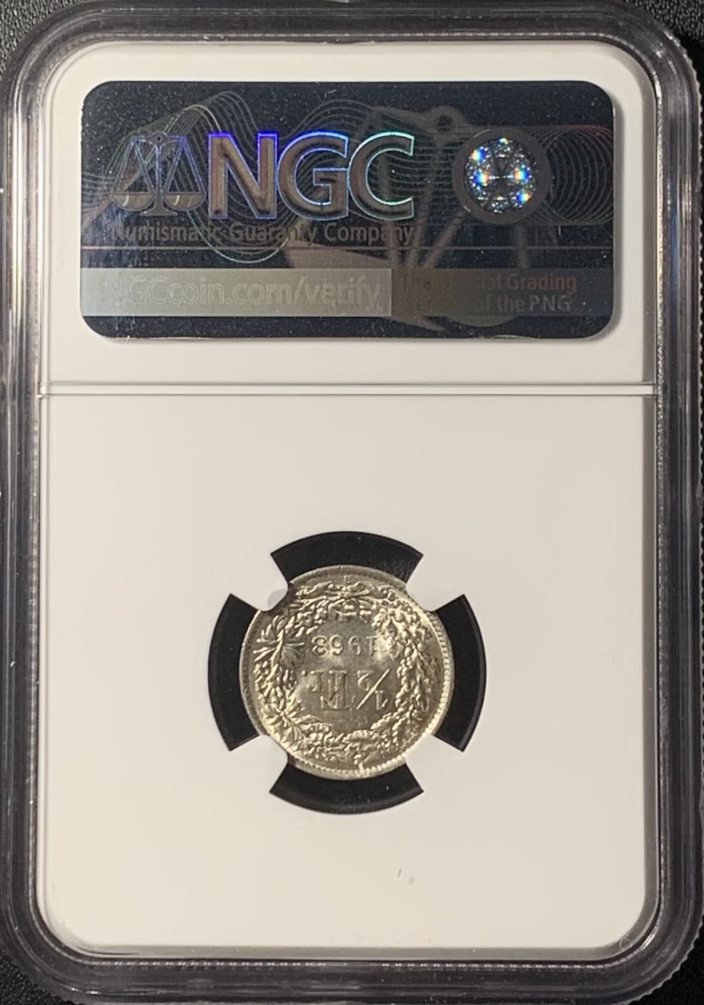 紫瑗钱币——第265期拍卖 瑞士 1963年 赫尔维蒂亚 1/2法郎 银币 NGC MS62