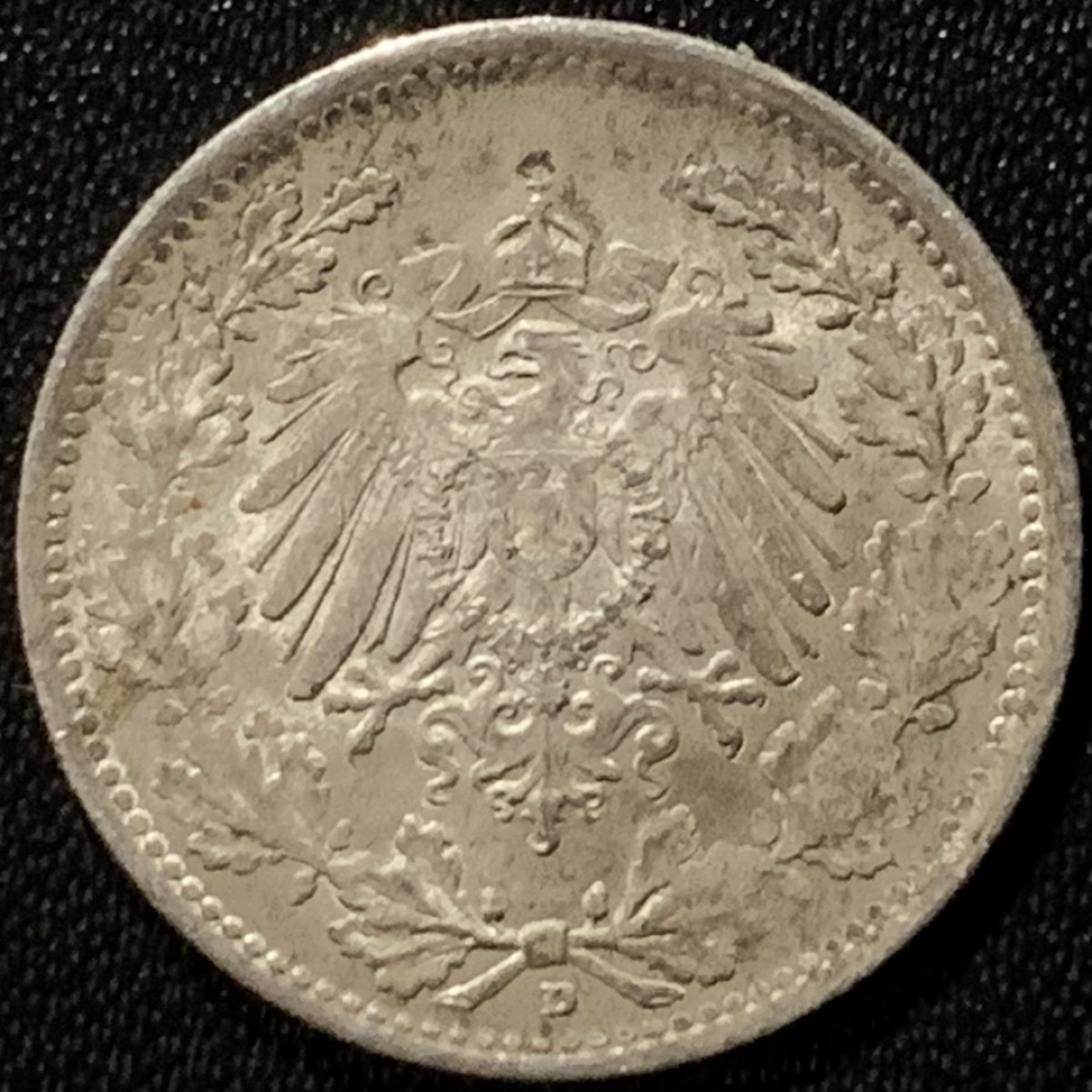 紫瑗钱币——第265期拍卖 德国 1919年 D版 第二帝国 1/2马克 银币 2.77克 0.9银 UNC