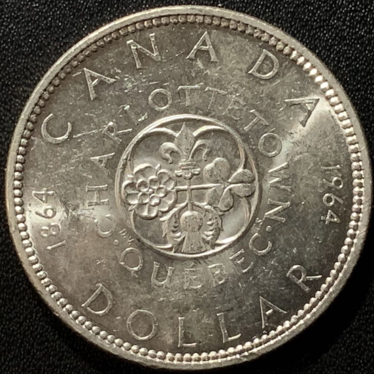 紫瑗钱币——第265期拍卖 加拿大 1964年 伊丽莎白二世 夏洛特百年 1元 23.5克 0.8银 UNC