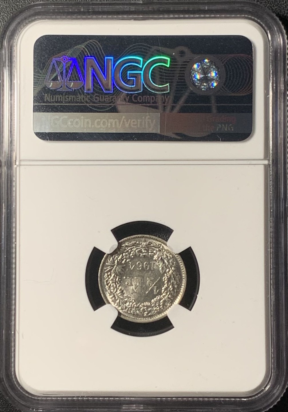 紫瑗钱币——第265期拍卖 瑞士 1962年 赫尔维蒂亚 1/2法郎 银币 NGC MS61