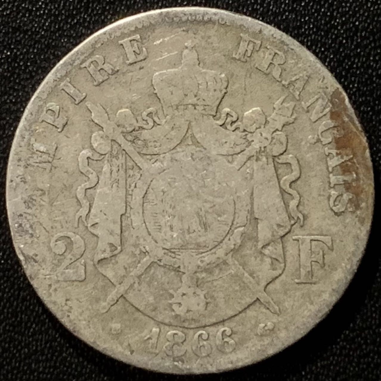 紫瑗钱币——第265期拍卖 法国 1866年 BB版 拿破仑三世 2法郎 10克 0.835银
