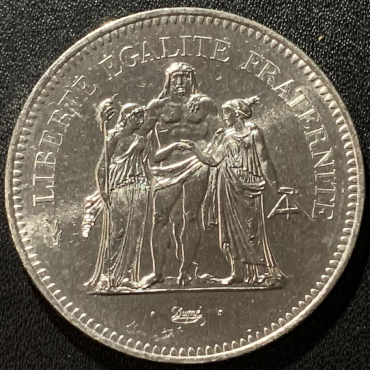 紫瑗钱币——第265期拍卖  法国 1976年 大力神 50法郎 30克 0.9银 UNC