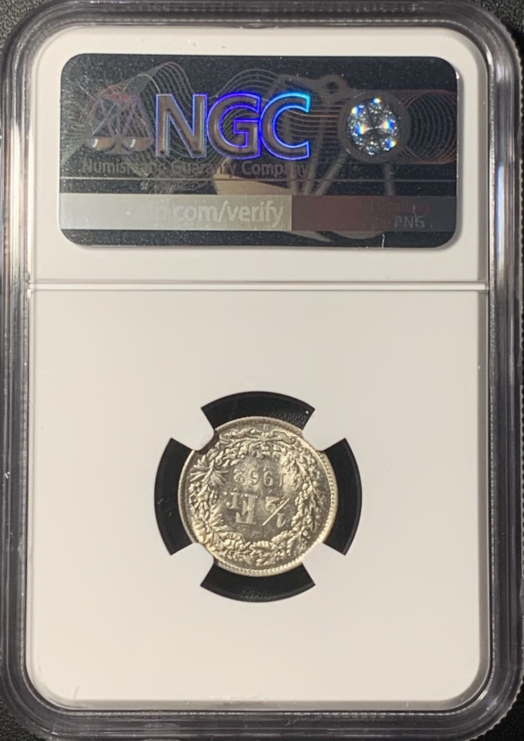 紫瑗钱币——第265期拍卖 瑞士 1962年 赫尔维蒂亚 1/2法郎 银币 NGC MS62