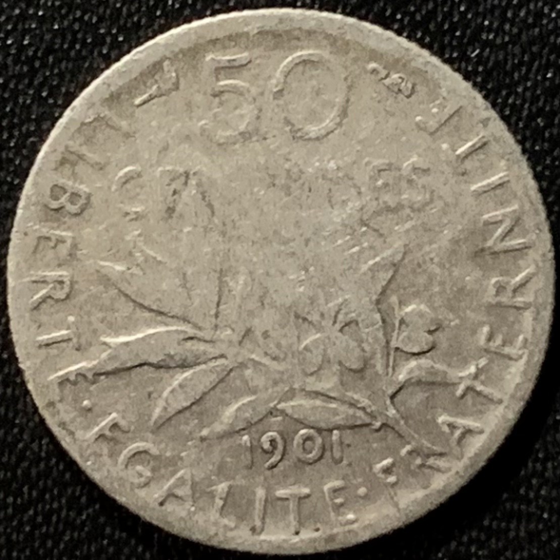 紫瑗钱币——第265期拍卖 法国 1901年 播种女神 50分 2.5克 0.835银