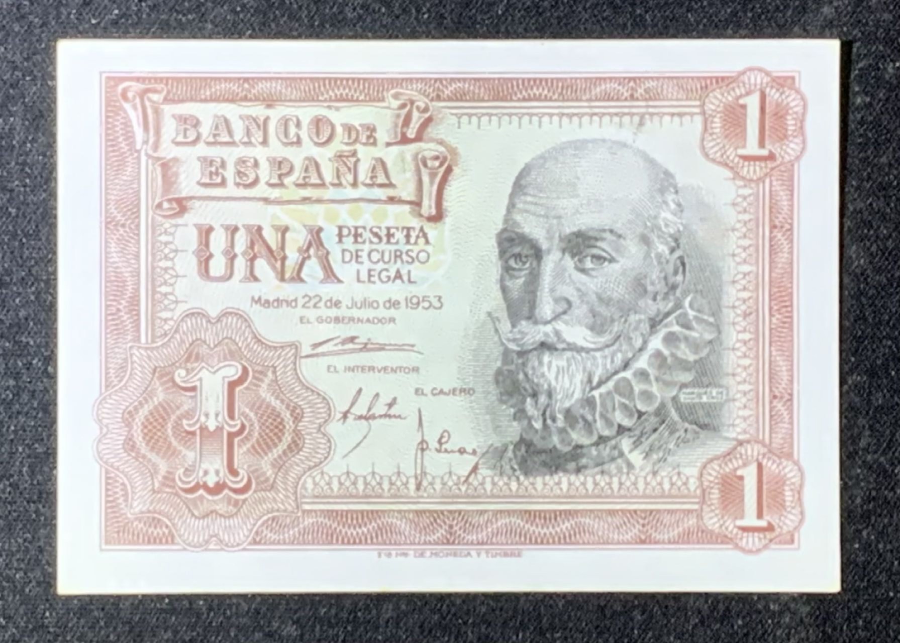 紫瑗钱币——第266期拍卖——纸币场 西班牙 1953年 阿尔瓦罗 1比塞塔 UNC