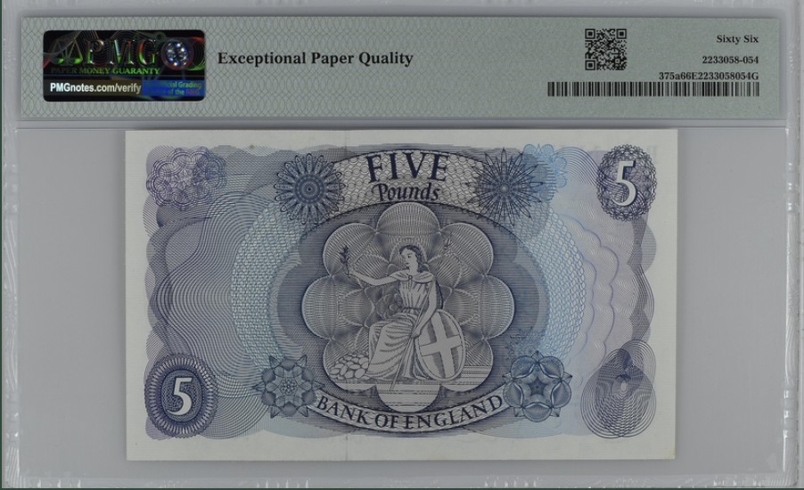 收藏联盟Quantum Auction 第256期拍卖  英国1963-66年5镑 PMG66