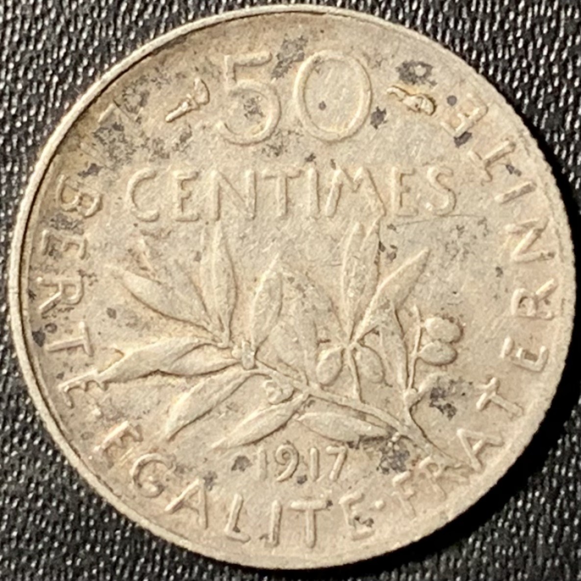 紫瑗钱币——第285期拍卖 法国 1917年 播种女神 50分 2.5克 0.835银