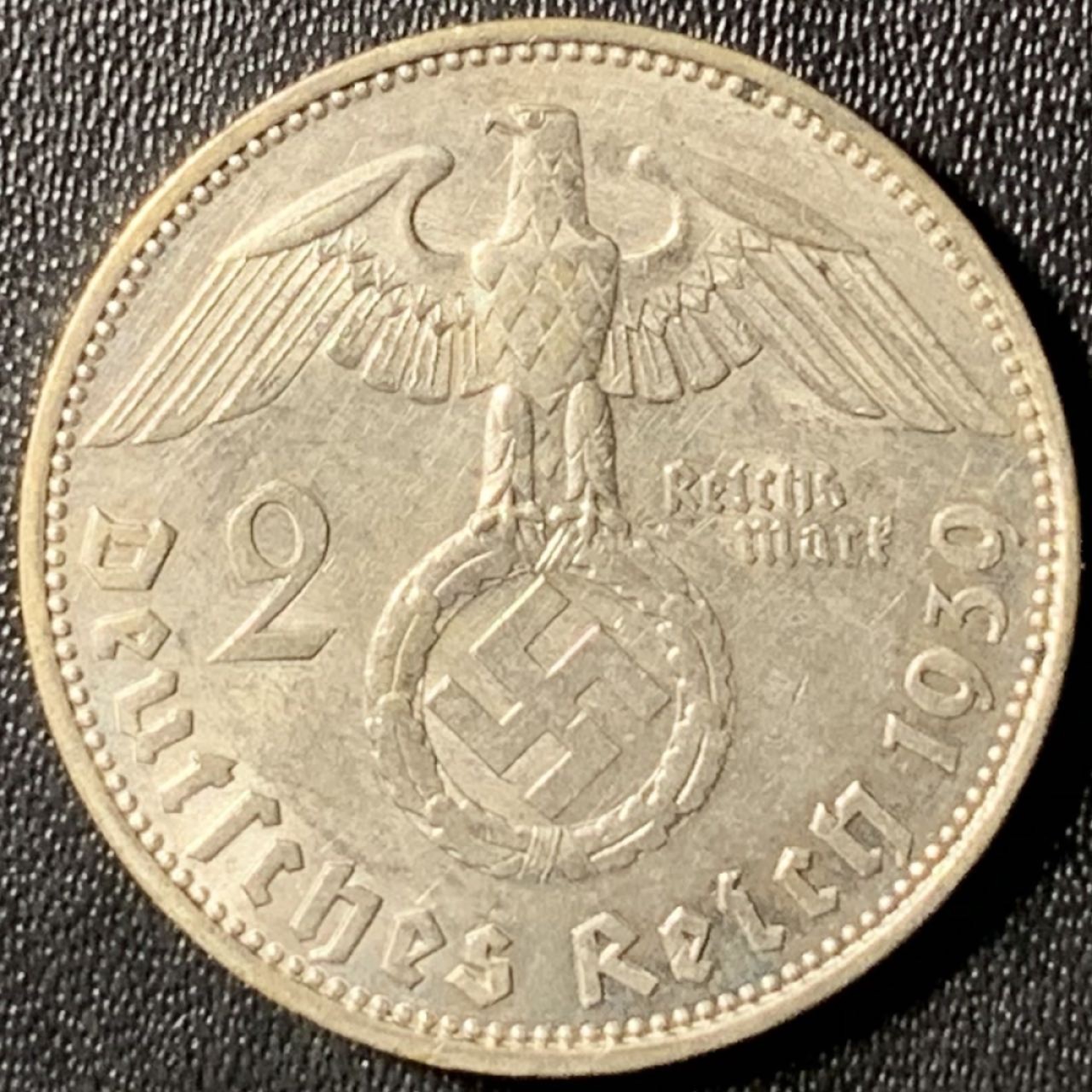 紫瑗钱币——第285期拍卖 德国 1939年 J版 兴登堡 字符 2马克 8克 0.625银