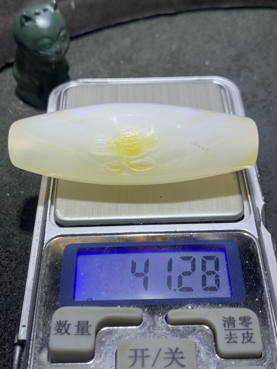 精美高玉化海洋玉髓手工俏色巧雕喜上眉梢大桶珠一个！
