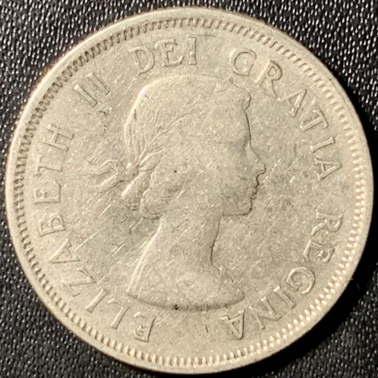 紫瑗钱币——第285期拍卖 加拿大 1954年 伊丽莎白二世 驯鹿 25分 5.84克 0.8银