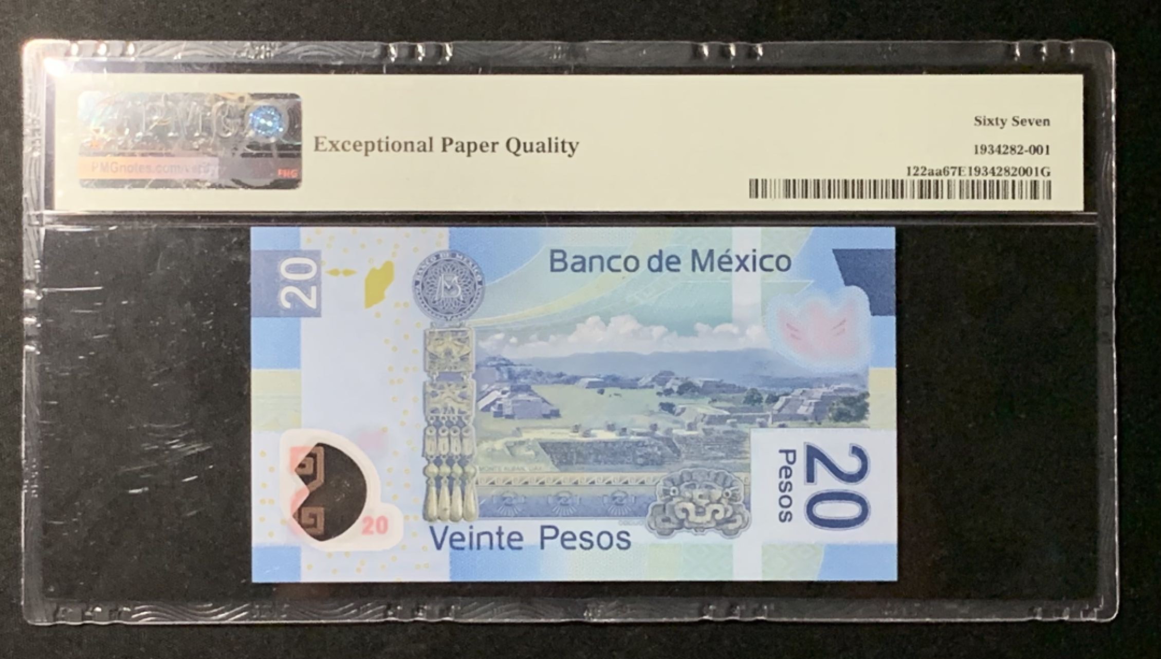 紫瑗钱币——第266期拍卖——纸币场 墨西哥 2016年 AA 20比索 PMG 67 EPQ （P-122aa）
