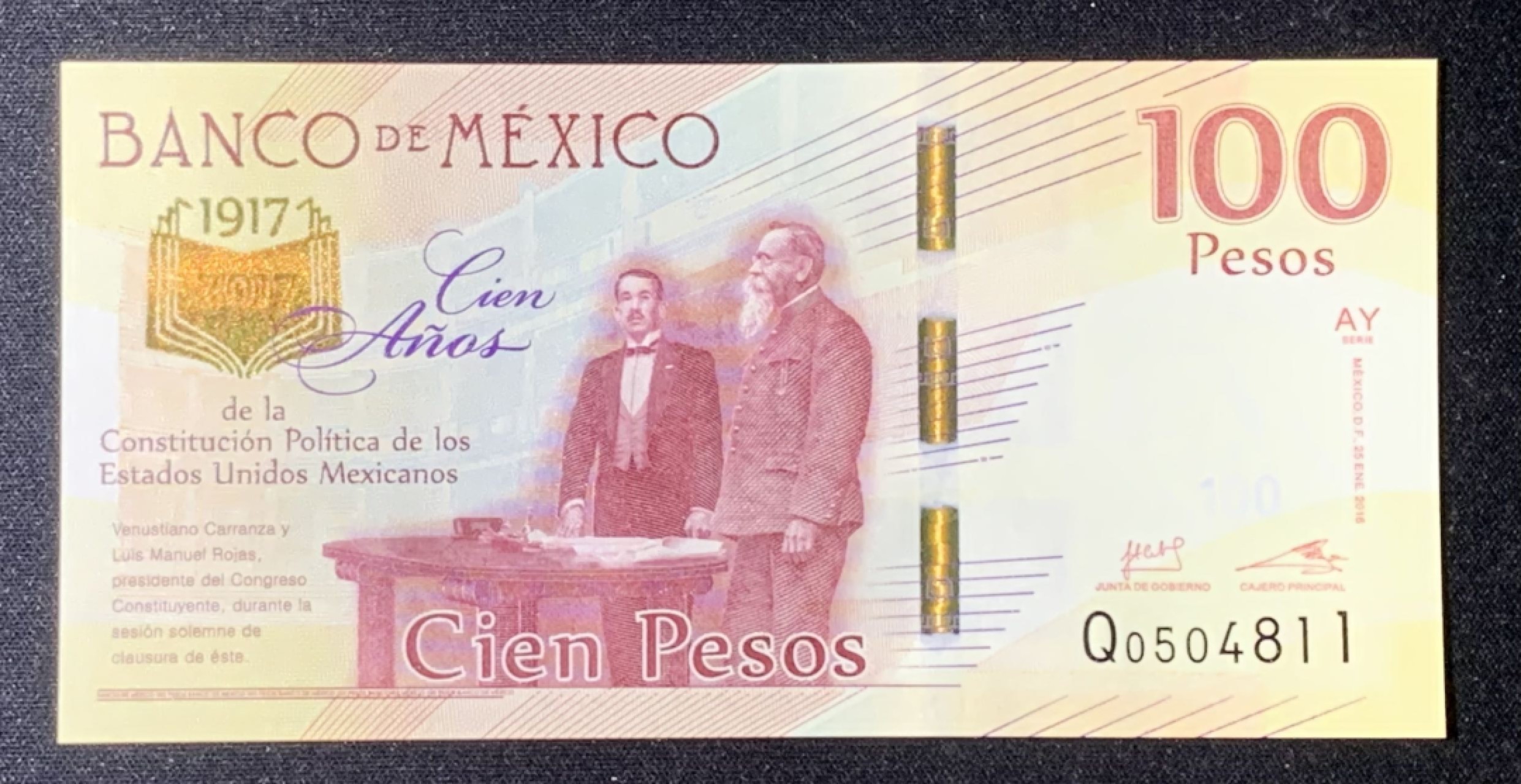紫瑗钱币——第266期拍卖——纸币场 墨西哥 2017年 宪法颁布100周年 100比索 UNC