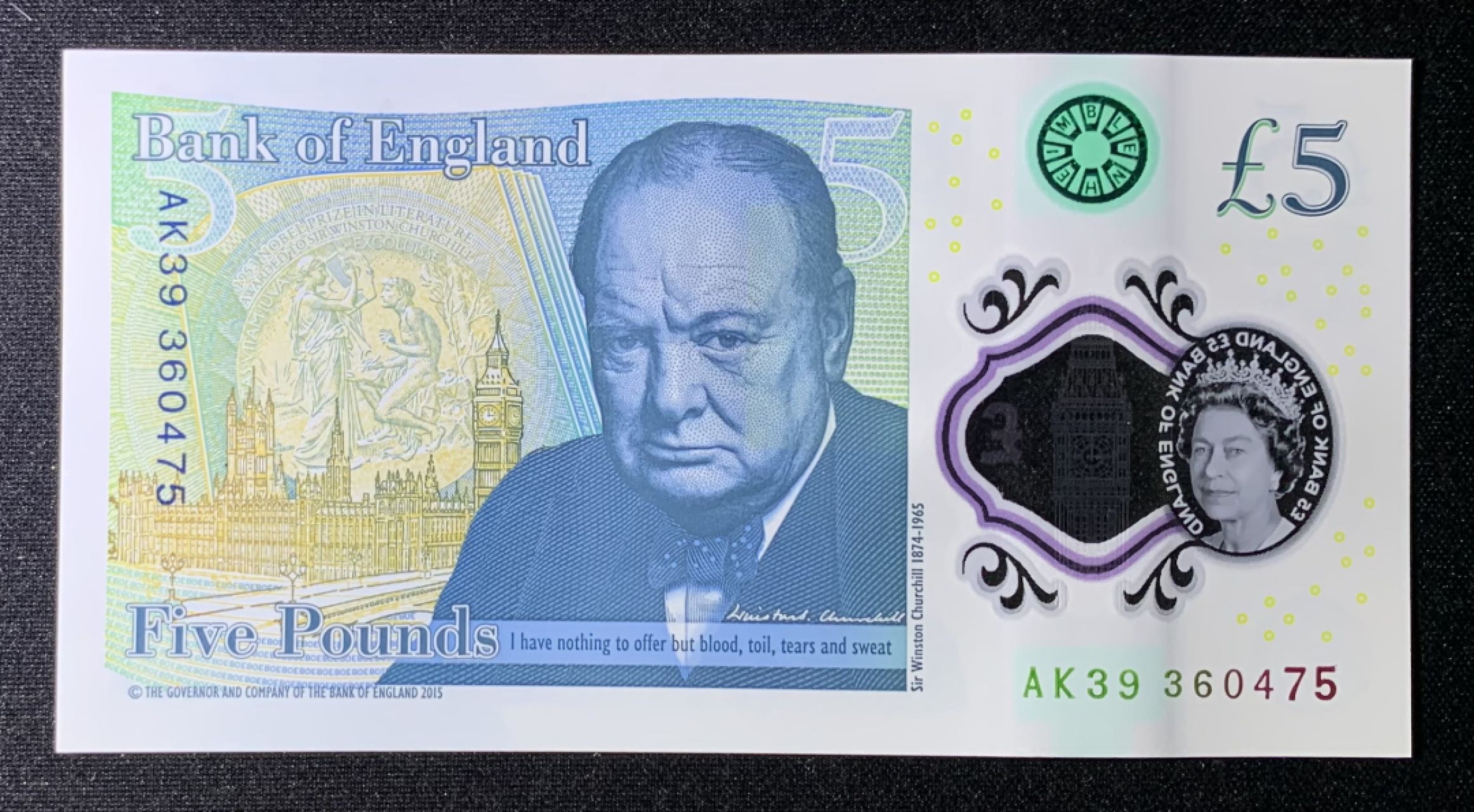 紫瑗钱币——第266期拍卖——纸币场 英国 2015年 伊丽莎白二世 丘吉尔 5英镑 塑料钞 UNC 