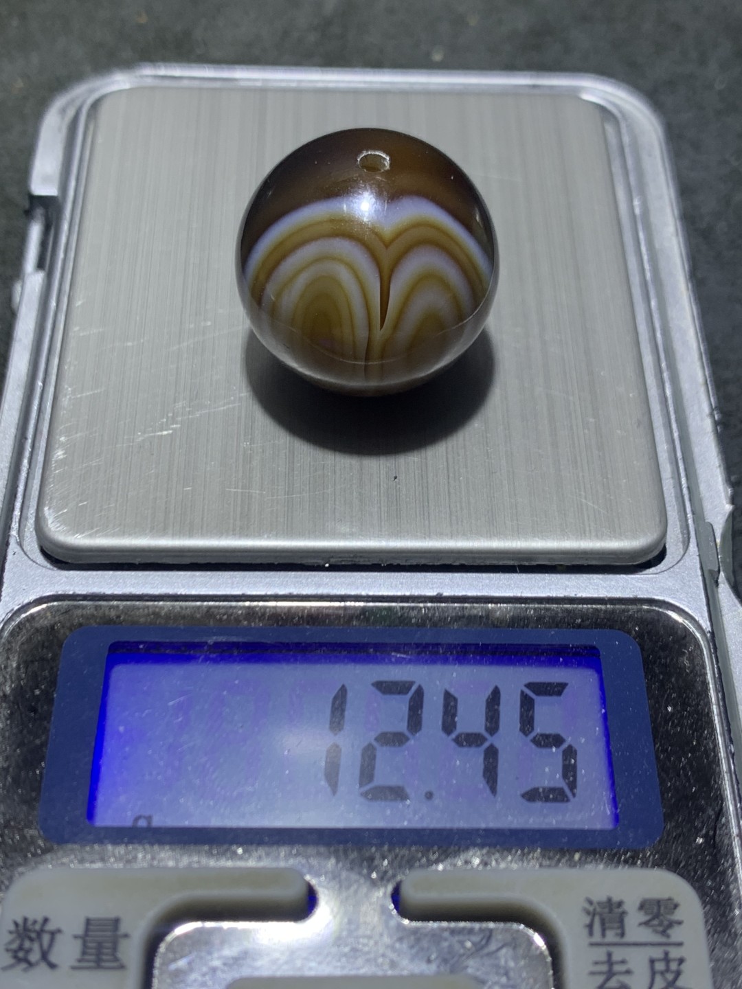 精美8字天眼高玉化缠丝玛瑙2.1圆珠一颗