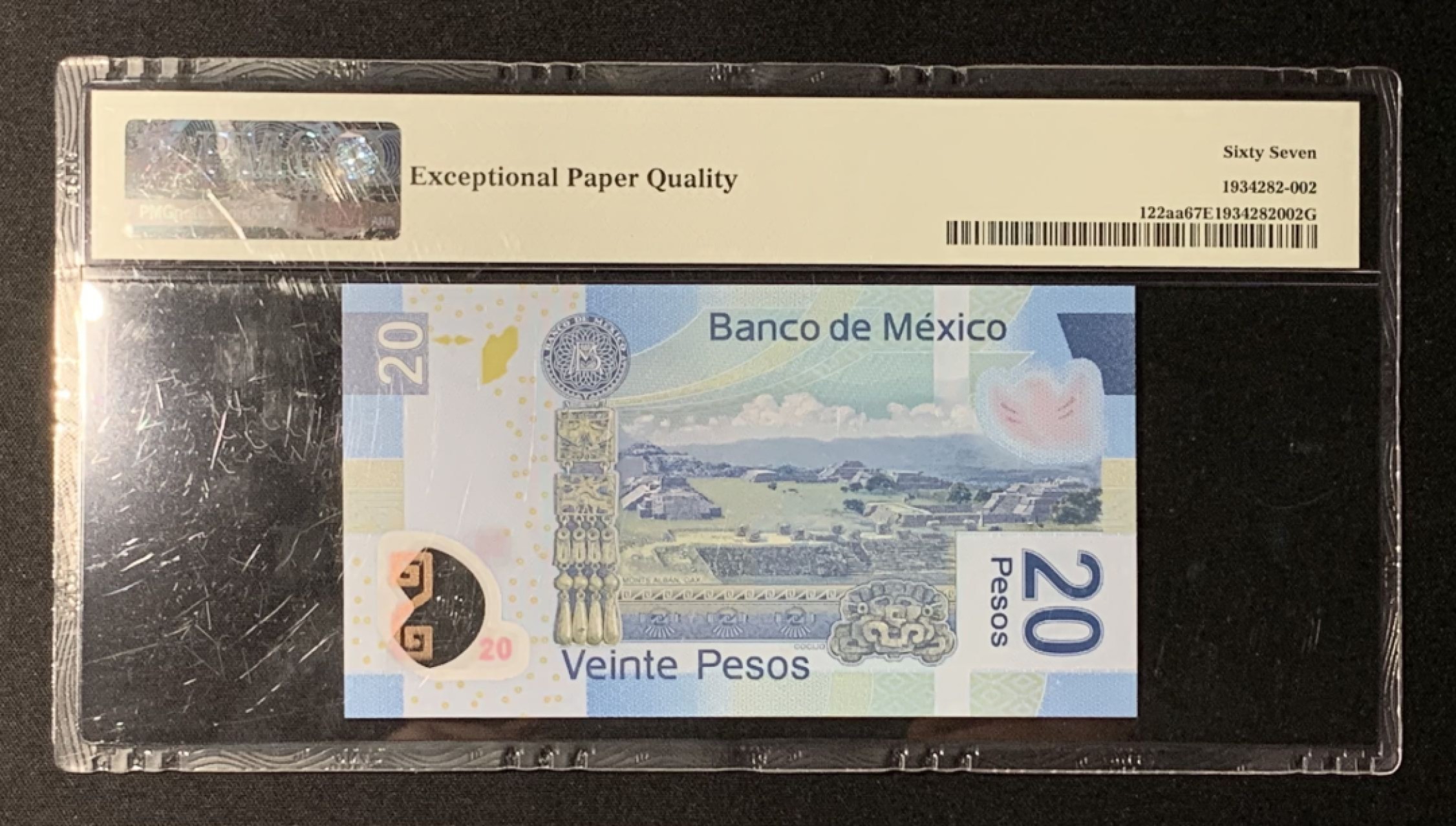 紫瑗钱币——第266期拍卖——纸币场 墨西哥 2016年 AA 20比索 PMG 67 EPQ （P-122aa）