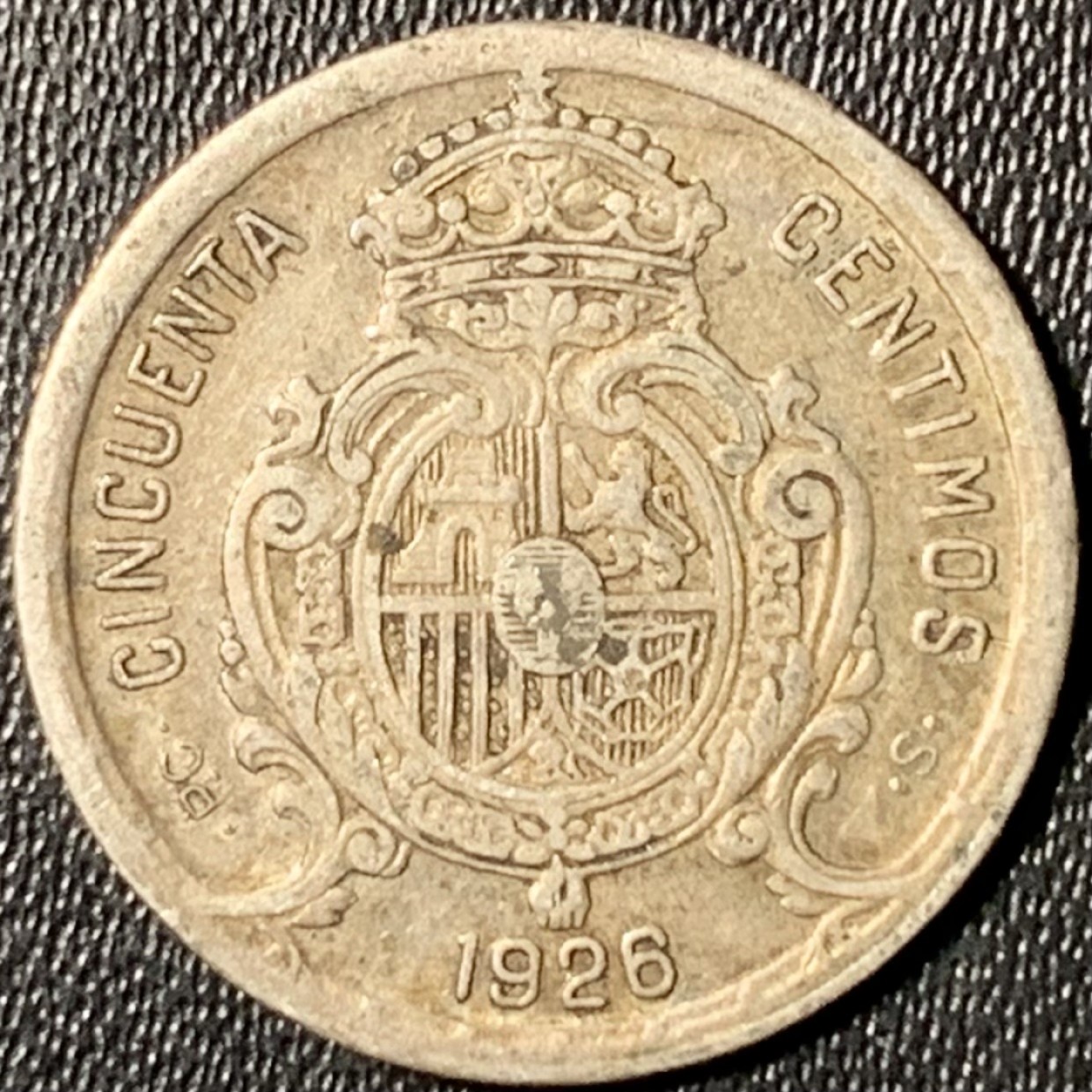 紫瑗钱币——第267期拍卖 西班牙 1926年 阿方索十三世 50分 2.5克 0.835银