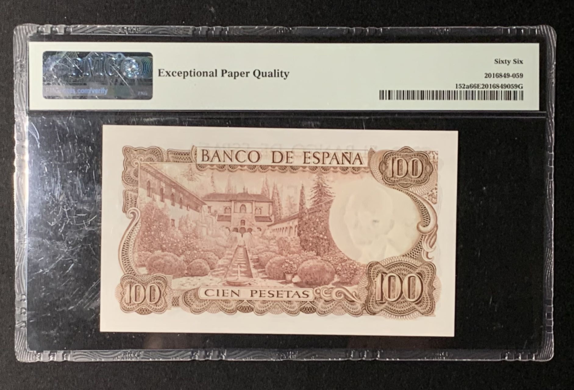 紫瑗钱币——第266期拍卖——纸币场 西班牙 1970（1974）年 100比塞塔 PMG 66 EPQ （P-152a）