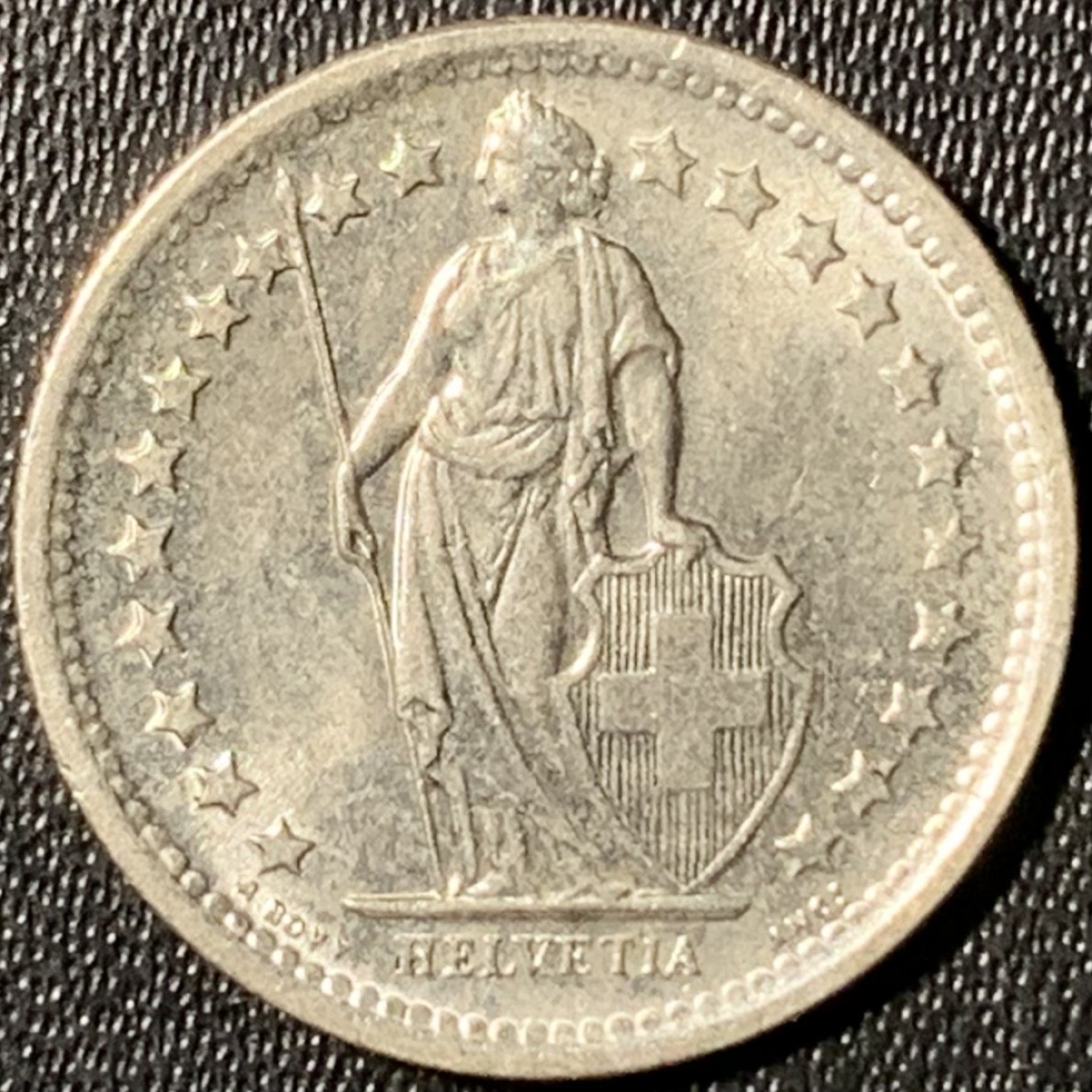 紫瑗钱币——第267期拍卖 瑞士 1967年 赫尔维蒂亚 1/2法郎 2.5克 0.835银 UNC