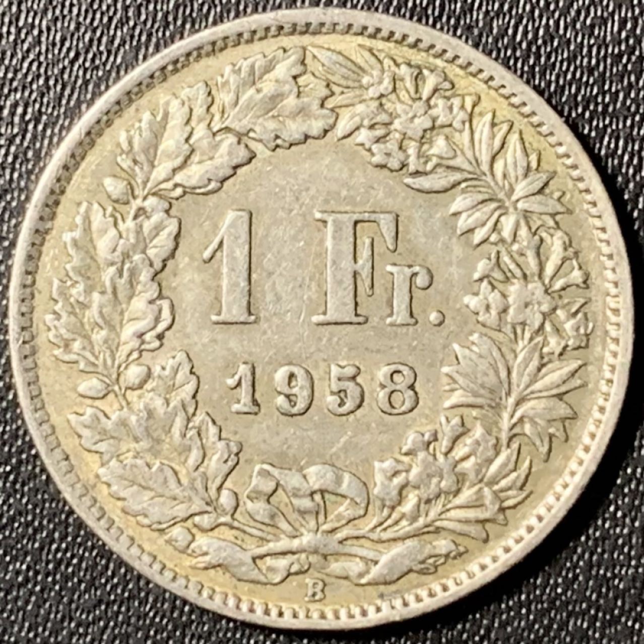 紫瑗钱币——第285期拍卖 瑞士 1958年B 赫尔维蒂女神 1法郎 5克 0.835银