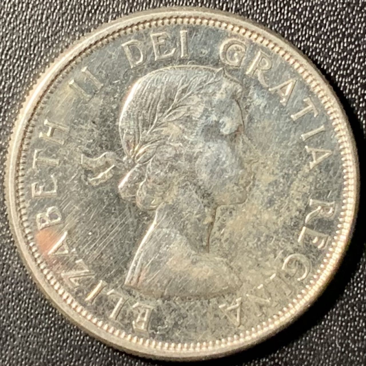 紫瑗钱币——第285期拍卖 加拿大 1963年 伊丽莎白 50分 老国徽 11.67克 0.8银