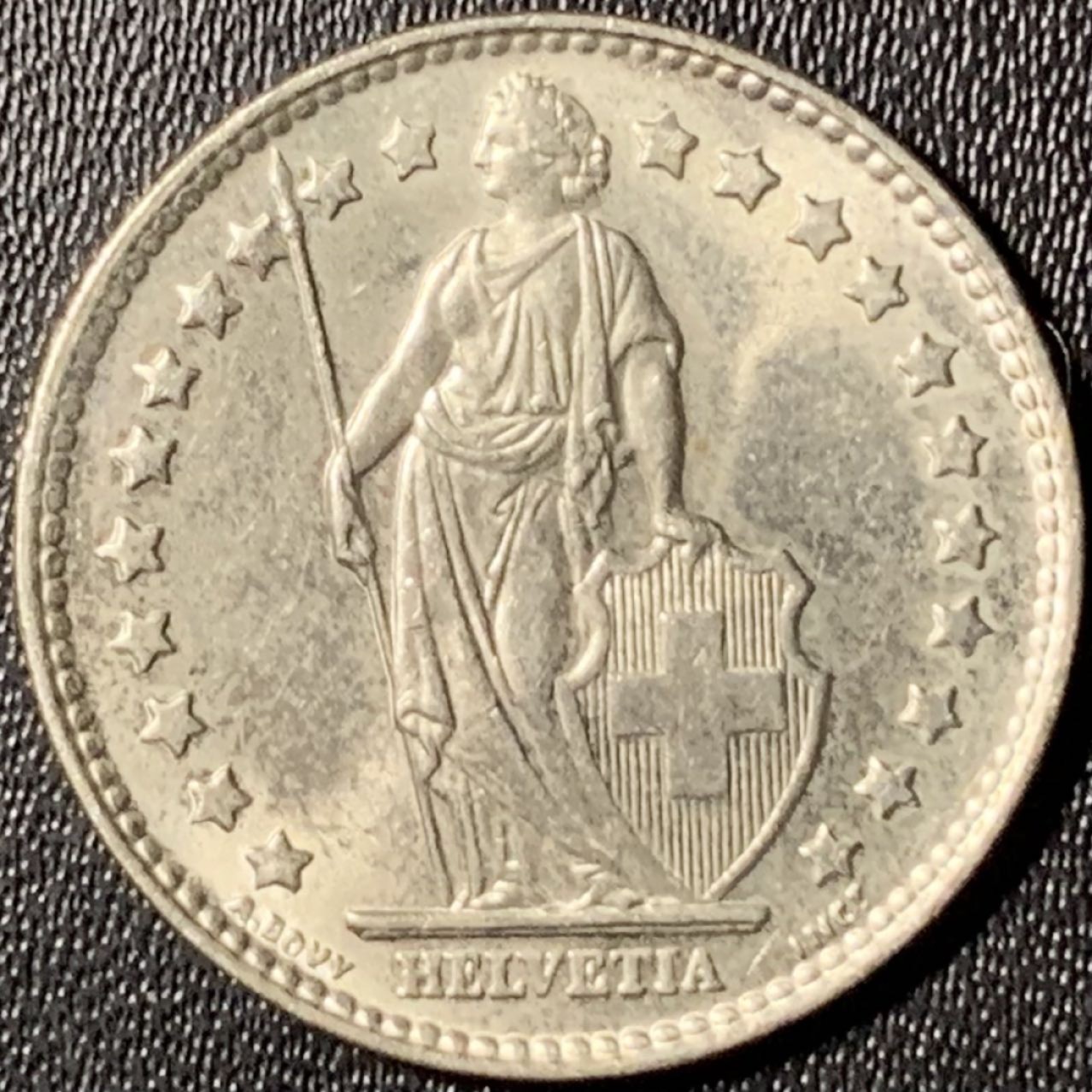 紫瑗钱币——第285期拍卖 瑞士 1961年B 赫尔维蒂女神 1法郎 5克 0.835银 UNC 