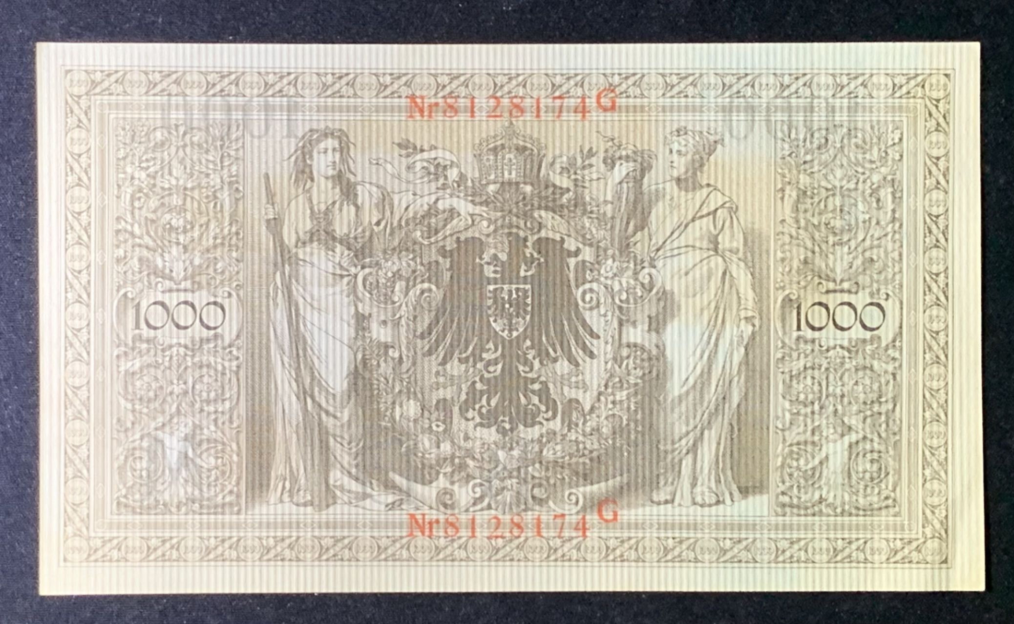 紫瑗钱币——第266期拍卖——纸币场 德国 1910年 德意志帝国 1000马克 红印 大票幅 UNC