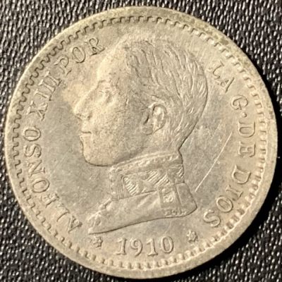 紫瑗钱币——第285期拍卖 - 西班牙 1910年 阿方索十三世 少年头 50分 2.5克 0.835银