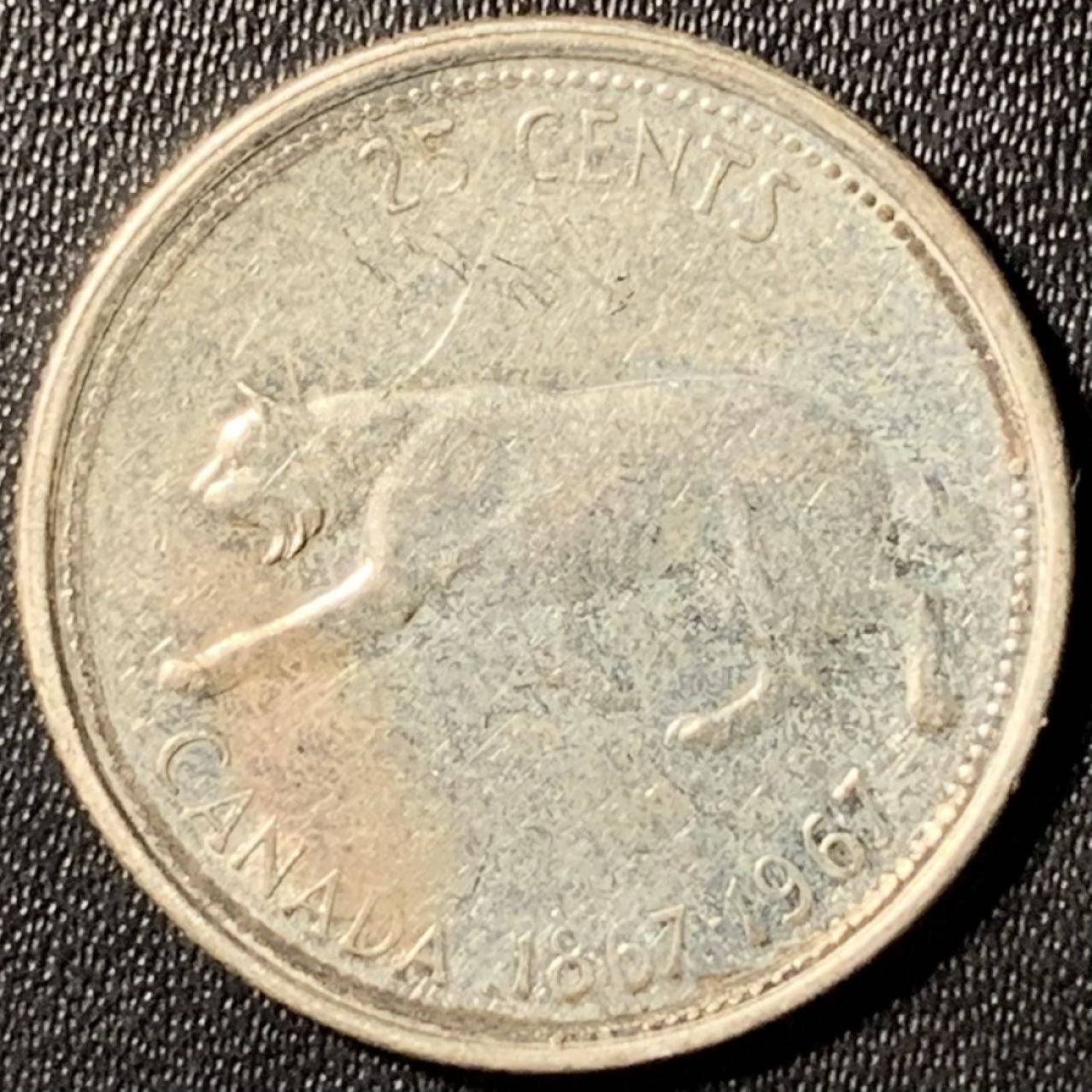 紫瑗钱币——第285期拍卖 加拿大 1967年 伊丽莎白二世 建国百年 豹 25分 5.84克 0.8银