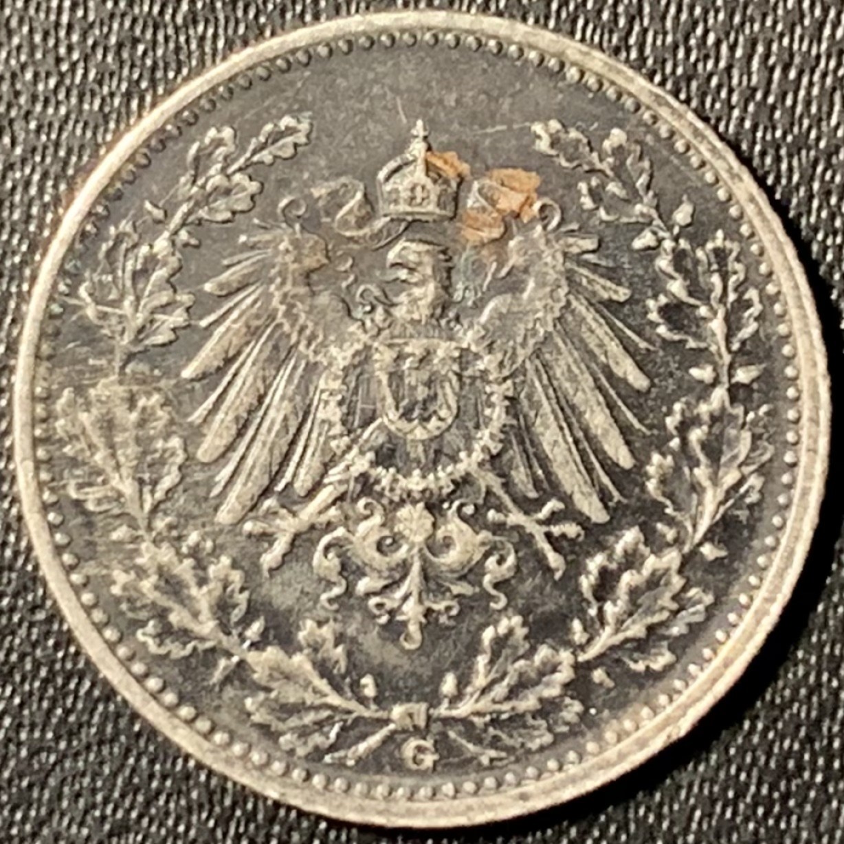 紫瑗钱币——第285期拍卖 德国 1917年 G版 第二帝国 1/2 马克 2.77克 0.9银