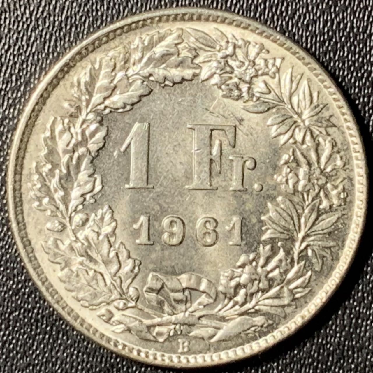 紫瑗钱币——第285期拍卖 瑞士 1961年B 赫尔维蒂女神 1法郎 5克 0.835银 UNC 