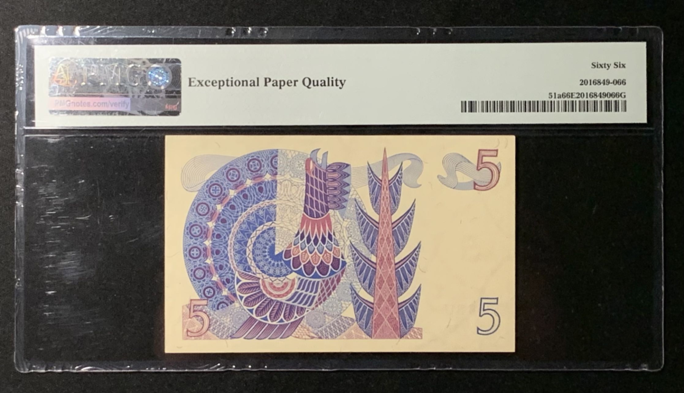 紫瑗钱币——第266期拍卖——纸币场 瑞典 1966年 瑞典银行 5克朗 PMG 66 EPQ （P-51a）