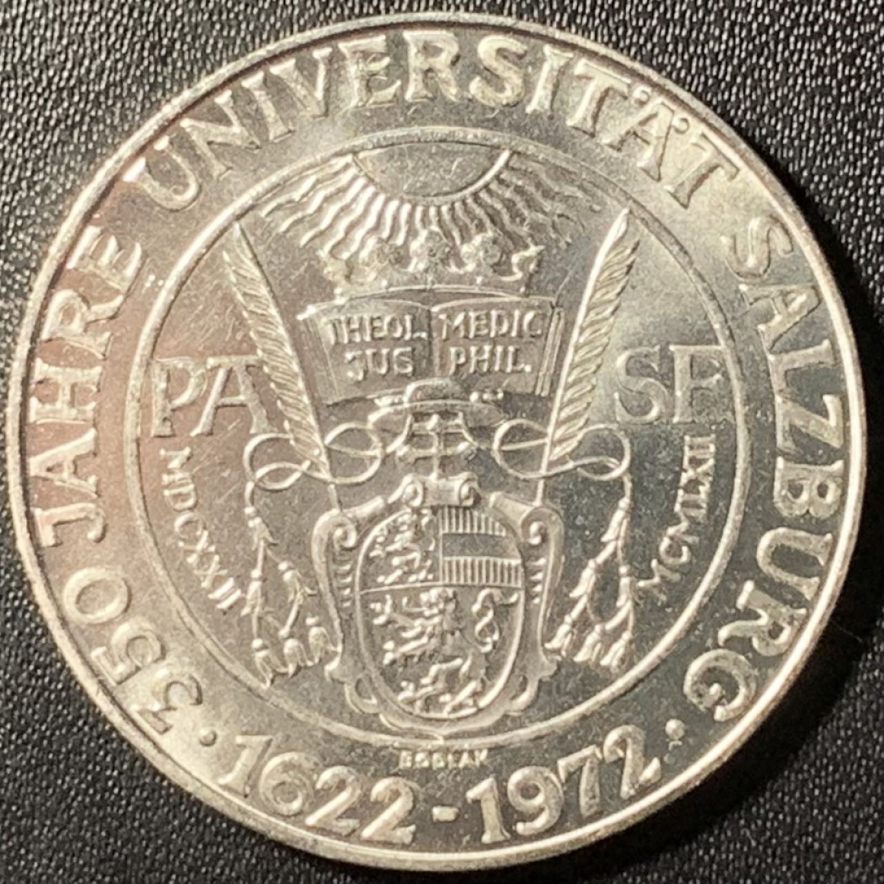 紫瑗钱币——第285期拍卖 奥地利 1972年 萨尔兹堡大学350周年 50先令 20克 0.9银 UNC