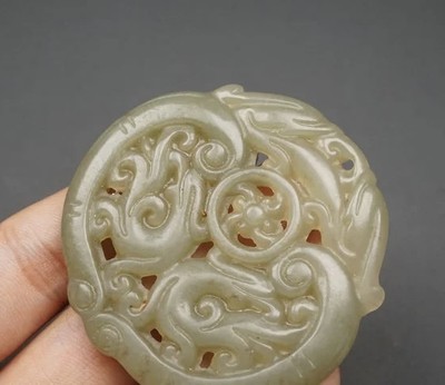 玉石翡翠玛瑙｜拍卖专场 和田玉 龙凤牌挂件