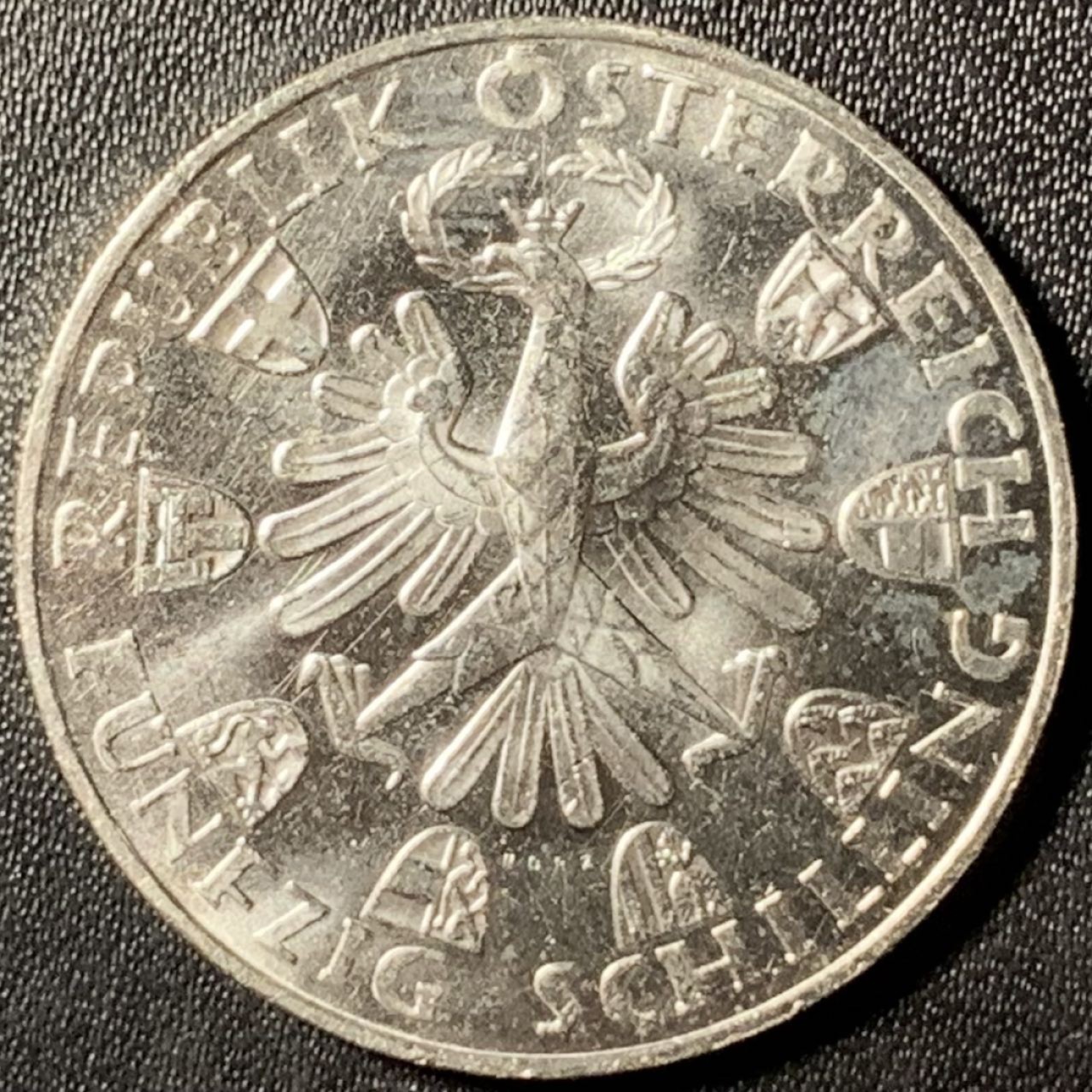 紫瑗钱币——第285期拍卖 奥地利 1959年 蒂罗尔解放150周年 50先令 20克 0.9银 UNC