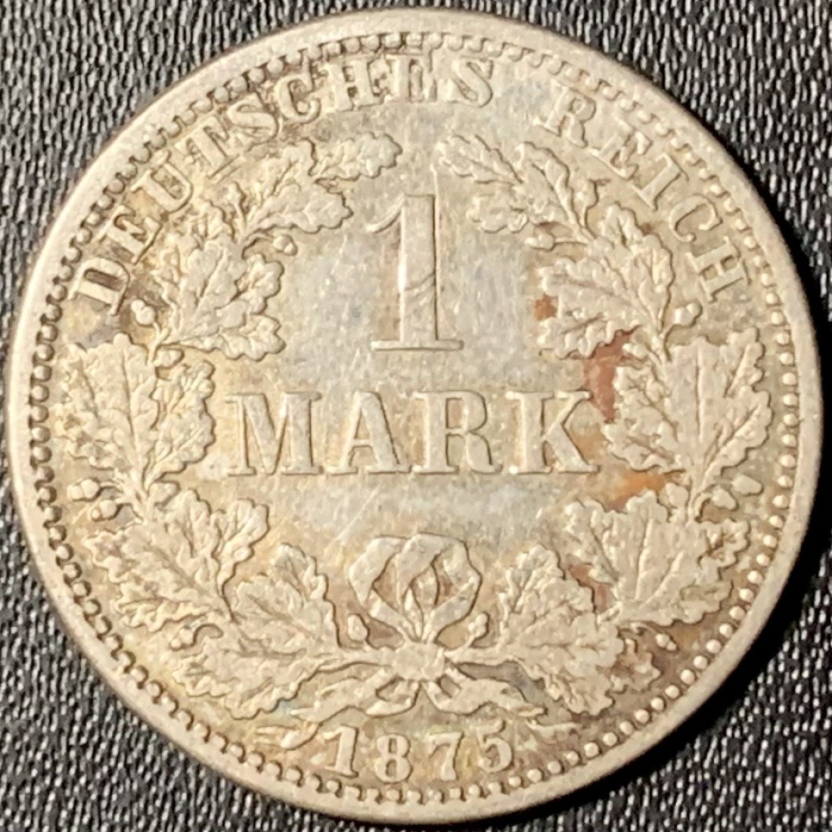 紫瑗钱币——第268期拍卖 德国 1875年 A版 第二帝国 短翅 1马克 5.5克 0.9银