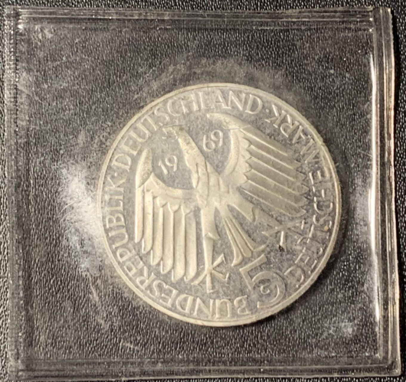 紫瑗钱币——第268期拍卖 联邦德国 1969年 G厂 诗人丰坦·西奥多诞辰150周年 5马克 11.2克 0.625银 精制 原封