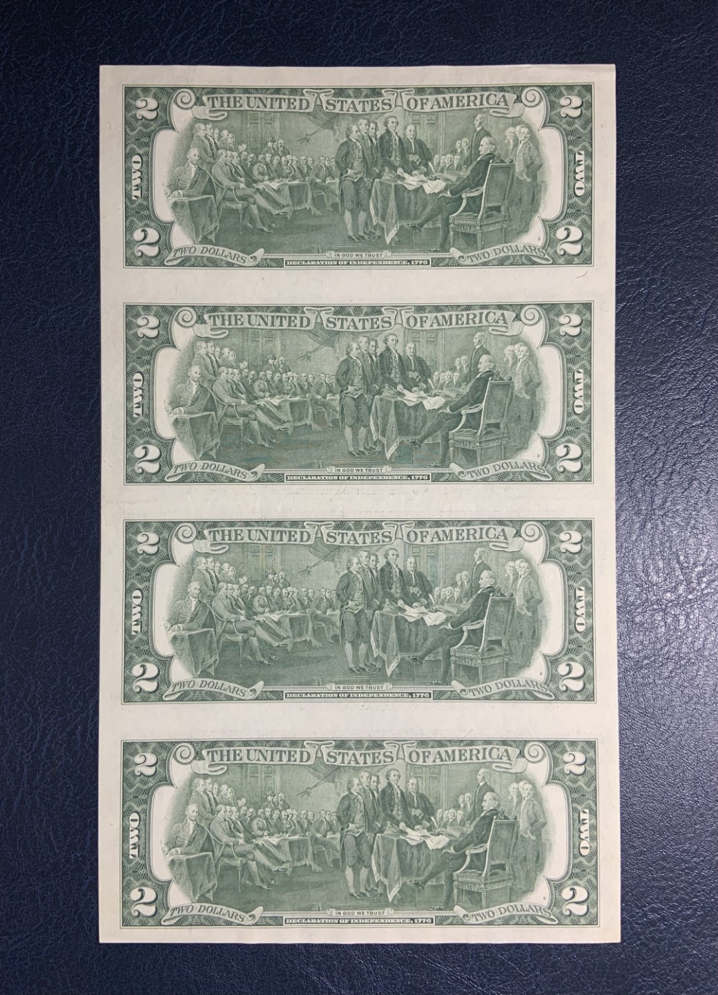 收藏联盟Quantum Auction 第256期拍卖  美国联邦储备券1976年2元四连体 品相如图 UNC-AU 
