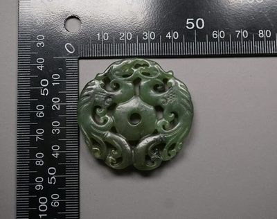 玉石翡翠玛瑙｜拍卖专场 和田玉碧玉 龙凤牌挂件