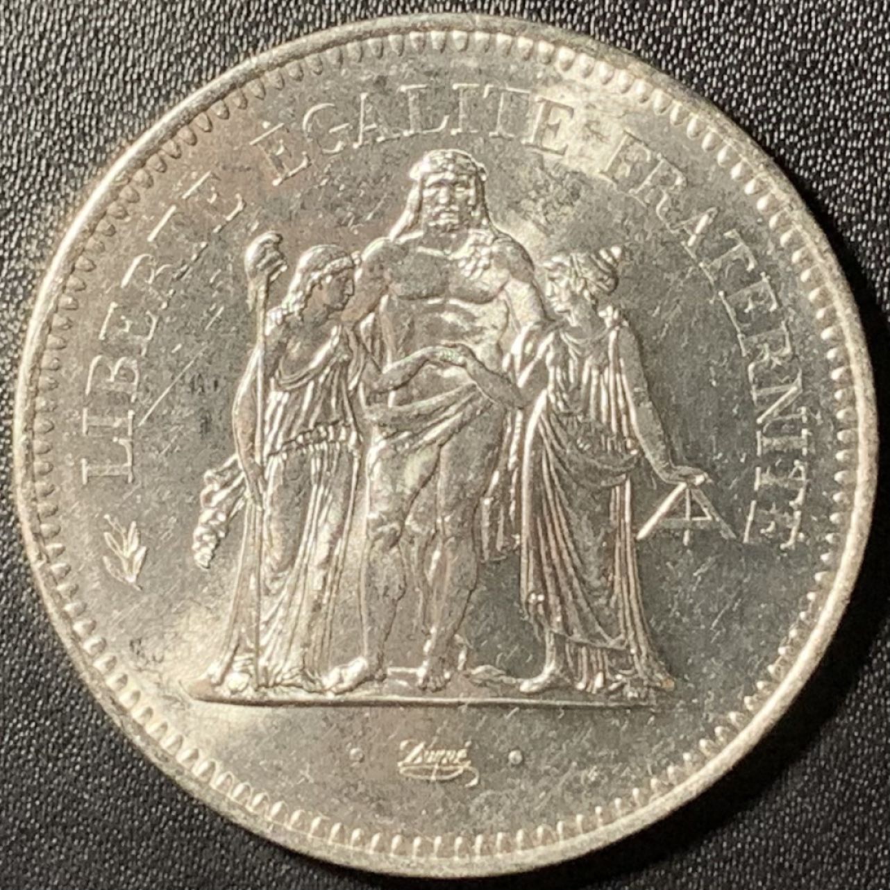 紫瑗钱币——第267期拍卖 法国 1977年 大力神 50法郎 30克 0.9银 UNC