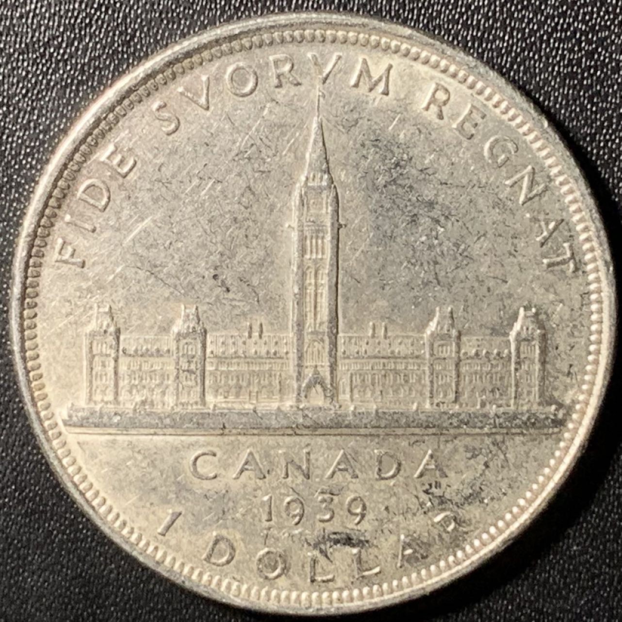 紫瑗钱币——第322期拍卖 加拿大 1939年 乔治六世 议会百年 1元 23.5克 0.8银 AU