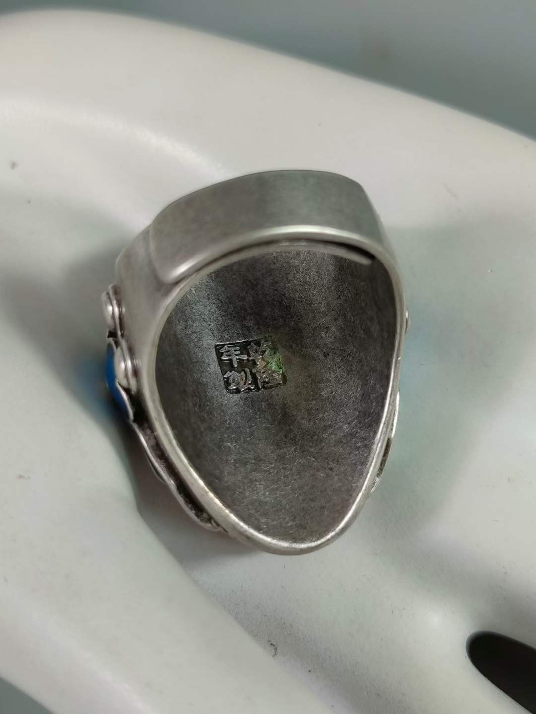 锦盒装景泰蓝银镶顶级翡翠戒指💍