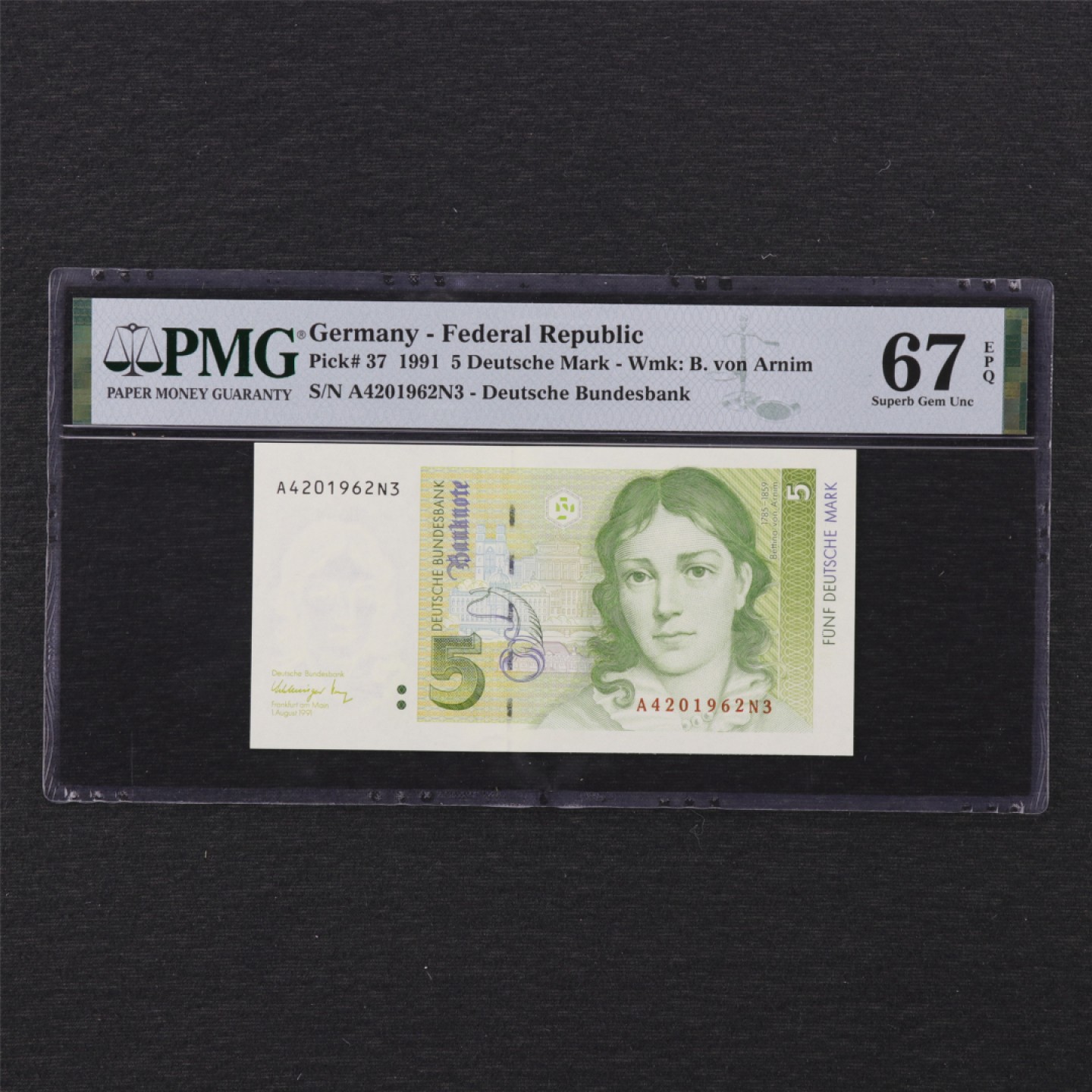 【亘邦集藏】 第159期拍卖 1991年 德国5马克 PMG 67EPQ 4201962